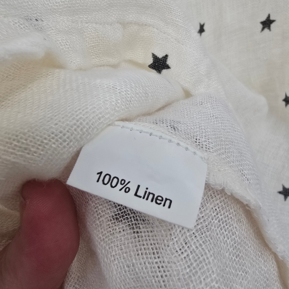 Star-Print White Linen Blend Blouse - Madeleine - Picture 6 of 8
